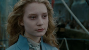 Mia Wasikowska as Alice on the trading ship at the end of the film. 